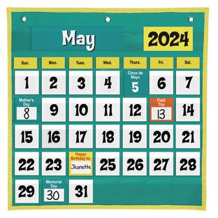 Space-Saver Calendar Pocket Chart™ - 1 pocket chart, 64 cards