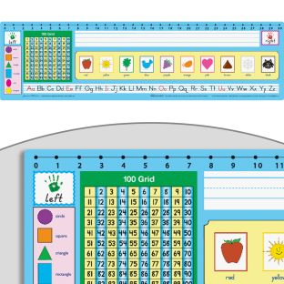 Zaner-Bloser 100 Grid with Number Line Self-Adhesive Deluxe Plastic Desktop Helpers™ - Set Of 24