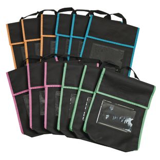 Store More® Medium Book Pouches And Labels - Black With Neon Trim - Set Of 12