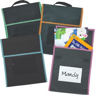 Store More® Medium Book Pouches - Black With Neon Trim - Set Of 36