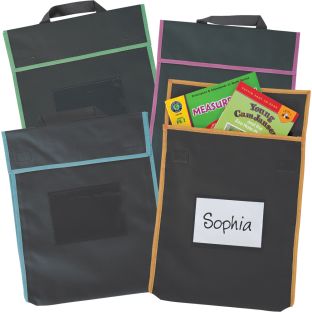 Store More® Large Book Pouches - Black With Neon Trim - Set Of 36